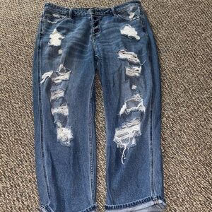 Hollister Blue Distressed Wide Leg Jeans